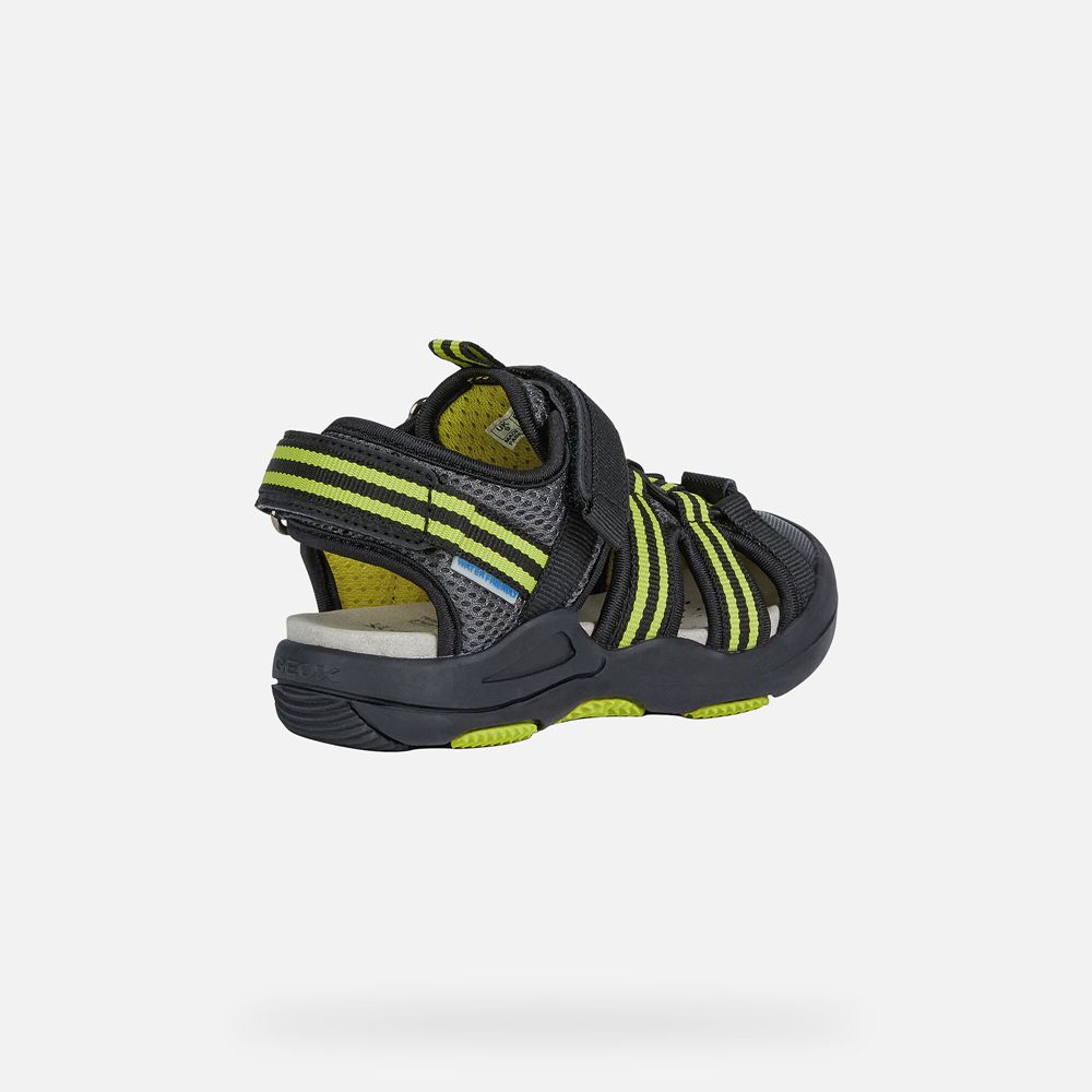 Geox Sandals Black/Green Kyle - Geox Boys Shoes - YDHURB293